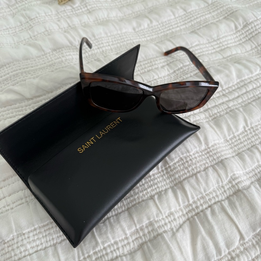 Saint Laurent 658 CAT EYE ACETATE SUNGLASSES‎ MEDIUN HAVANA/BLACK - Picture 6 of 14